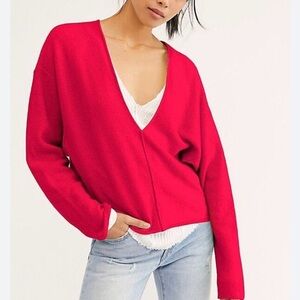 Free People Cashmere Sweater Solitaire Dolman Sleeve V-neck Pink Women’s Size XS